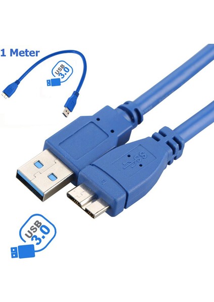 Yeni USB 3.0 Superspeed Erkek - HDD Sabit Disk Için Mikro B Veri Kablosu 1m (Yurt Dışından)