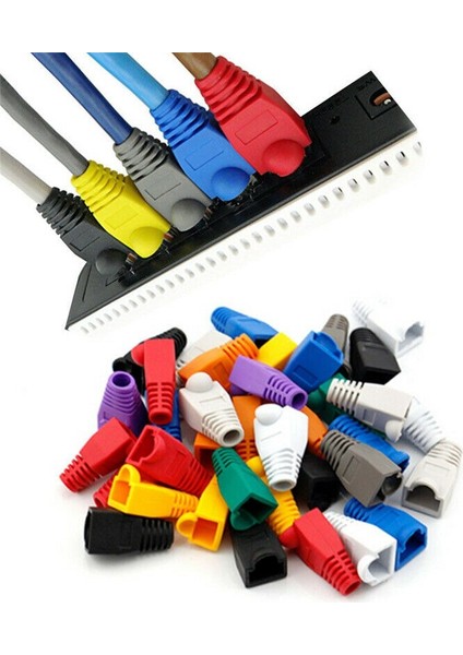 Yeni 50 Adet Modüler RJ45 Ağ Kablosu Konektörü Fiş Kapağı Kristal Kafa Koruyucu Kabuk Ağ Priz Kılavuz Kapağı (Yurt Dışından)