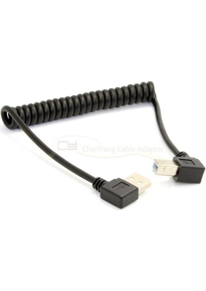 USB Kablosu Sağ Açılı USB 2.0 A Erkek - B Açılı Erkek 90 Derece Streç Kablo Yazıcı Tarayıcı ve Sabit Disk Için 50 Cm/0.5 M (Yurt Dışından)