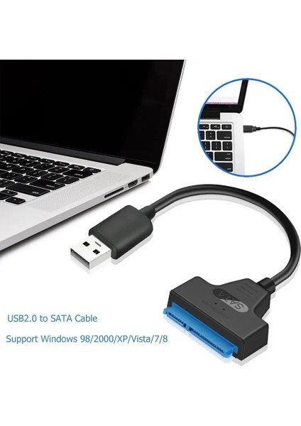 USB 2.0 - Sata 22PIN Adaptör Dönüştürücü Kablosu Için 2.5in HDD SSD Sabit Sürücüler Usb2.0 - Sata 22PIN Kablo Adaptörü Bilgisayar Kabloları (Yurt Dışından)