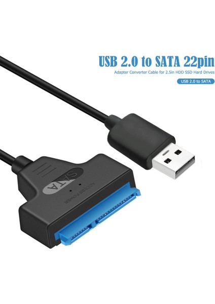 USB 2.0 - Sata 22PIN Adaptör Dönüştürücü Kablosu Için 2.5in HDD SSD Sabit Sürücüler Usb2.0 - Sata 22PIN Kablo Adaptörü Bilgisayar Kabloları (Yurt Dışından)