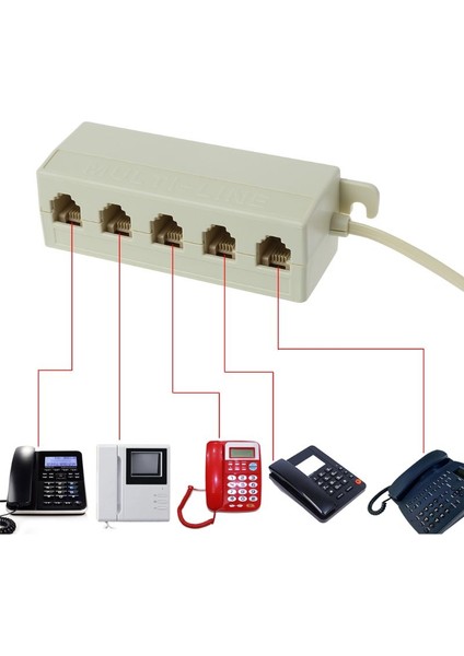 TABLET-RJ11 Jack 5 Yollu Çıkışlı Telefon Telefon Modüler Hat Ayırıcı Fiş Adaptörü 6P4C-SATA USB (Yurt Dışından)