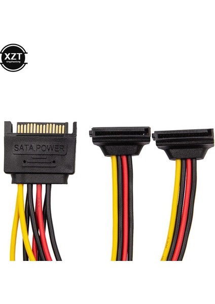 15 Pin Erkek - 2 x 15PIN Dişi Adaptör Sata Güç Kablosu 90 Derece HDD Için (Yurt Dışından)