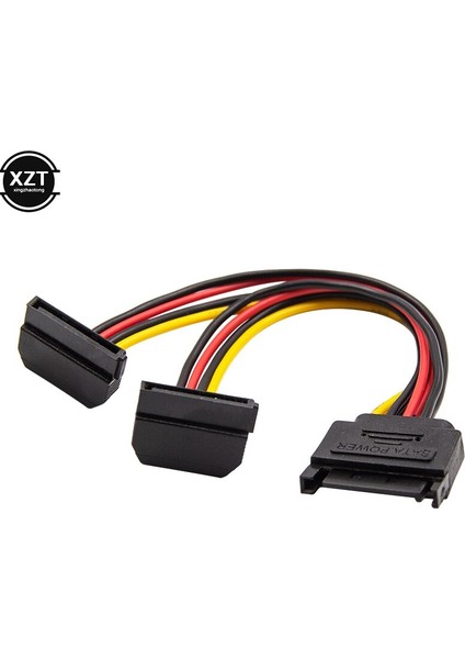 15 Pin Erkek - 2 x 15PIN Dişi Adaptör Sata Güç Kablosu 90 Derece HDD Için (Yurt Dışından)