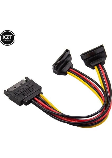 15 Pin Erkek - 2 x 15PIN Dişi Adaptör Sata Güç Kablosu 90 Derece HDD Için (Yurt Dışından)