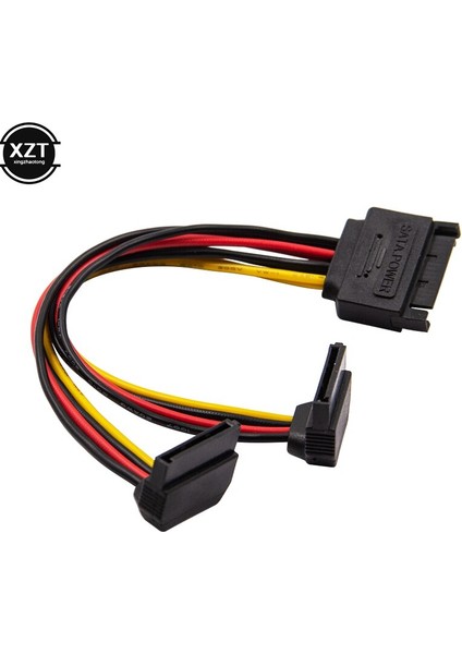 15 Pin Erkek - 2 x 15PIN Dişi Adaptör Sata Güç Kablosu 90 Derece HDD Için (Yurt Dışından)
