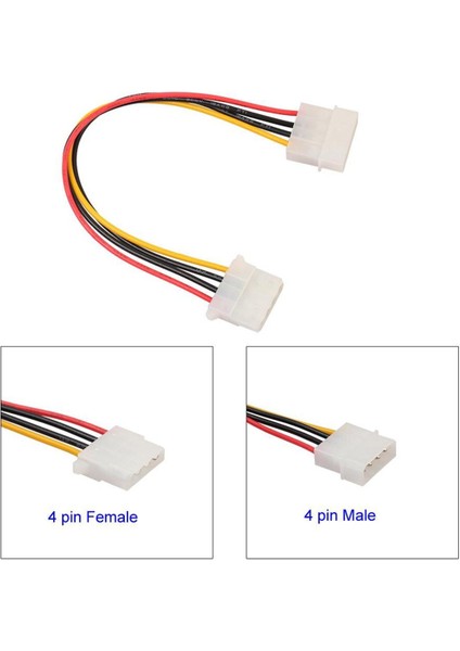 1 Adet Ide 4-Pin Erkek - Ide 4-Pin Dişi Uzatma Güç Kablosu 18 cm (Yurt Dışından)