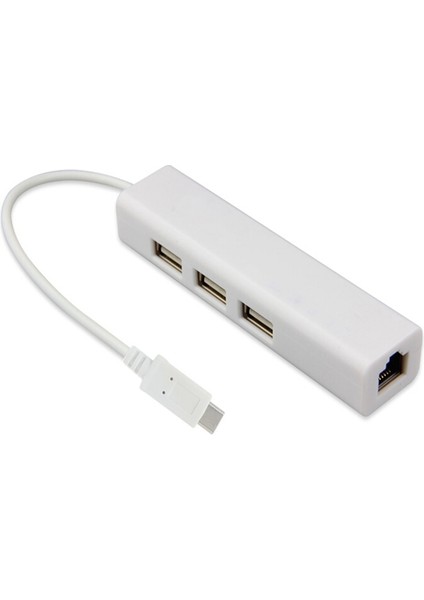 Macbook ve Chromebook Için Ethernet Ağ Lan Adaptörlü USB 3.1 Tip C Usb-C Çoklu 3 Bağlantı Noktalı Hub (Yurt Dışından)