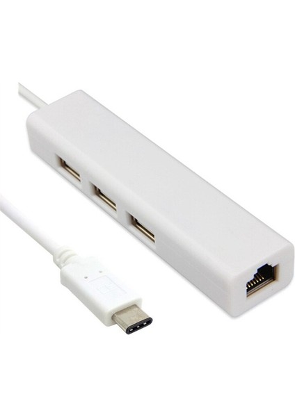 Macbook ve Chromebook Için Ethernet Ağ Lan Adaptörlü USB 3.1 Tip C Usb-C Çoklu 3 Bağlantı Noktalı Hub (Yurt Dışından)
