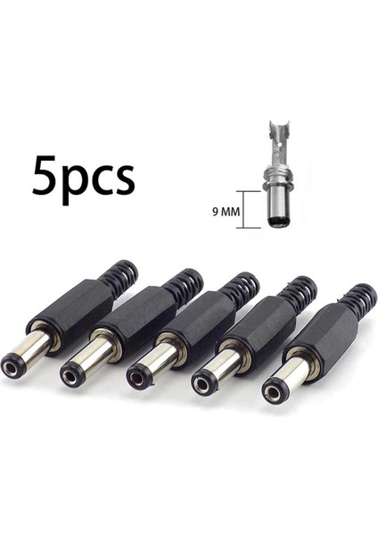 5 Adet 2.1*5.5 mm Dc Erkek Konnektörler Güç Jakı Fiş Adaptörü Güvenlik Kamerası Güvenlik Sistemi Uzunluğu 9mm Dıy Cctv Aksesuarları (Yurt Dışından)