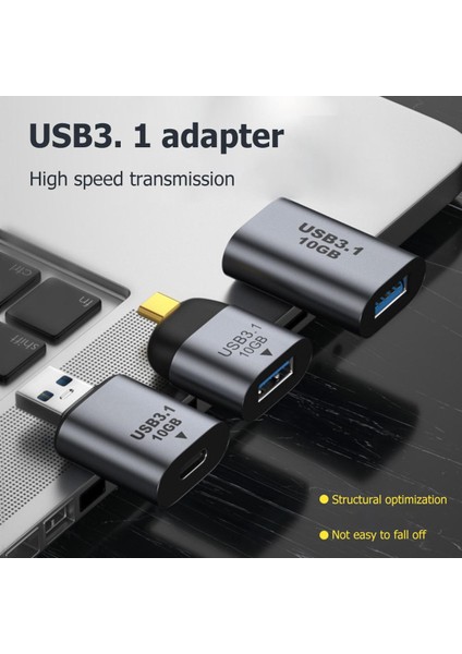 USB Tip C 3.1 - USB 3.1 Adaptör Erkek Dişi Dönüştürücü Usb3.1 Gen 2 Şarj Verileri Yüksek Hızlı Aktarım Konektörü 10 Gbps (Yurt Dışından)