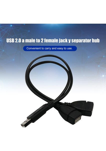 30CM Taşınabilir USB 2.0 A Erkek 2 Çift Dişi Jack Y Splitter Hub Güç Kablosu Adaptör Kablosu Veri Güç Şarjı Için (Yurt Dışından)