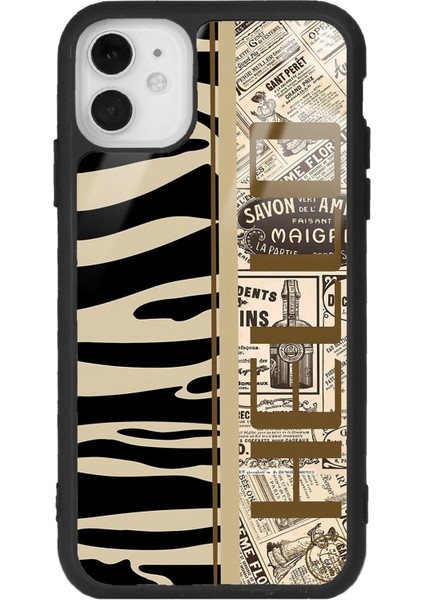 Apple iPhone 11 Zebra Gazete Tasarımlı Glossy Telefon Kılıfı