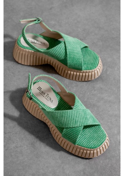 Kadın Çapraz Bantlı Kalın Taban Günlük Sandalet, Rahat Sandalet, Şık Sandalet fırsatları