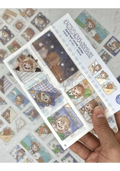 Sevimli Kız ve Sevimli Dostları 14 Yaprak Paket Sticker/Etiket/Çıkartma / Bullet Journal / Defter Süsleme