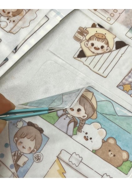 Sevimli Kız ve Sevimli Dostları 14 Yaprak Paket Sticker/Etiket/Çıkartma / Bullet Journal / Defter Süsleme modelleri