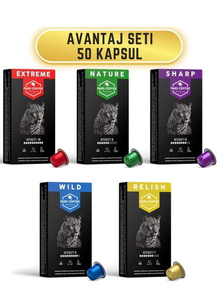 Nespresso Uyumlu Alüminyum Kapsül Kahve Karma Set - 50 Kapsül