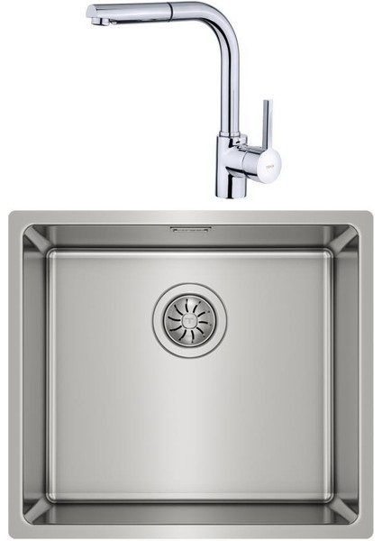 Teka Linea 45.40 Paslanmaz Tezgahaltı Çelik Evye ve Ark 938 Krom Spiralli Batarya Set