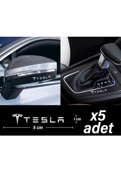 Tesla Uyumlu Metal Sticker 5 Adet Oto Aksesuar Oto Sticker Çıkartma Araba