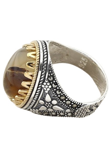 Erkek Yüzük Gümüş 925 Yemen Akik Taşlı modelleri