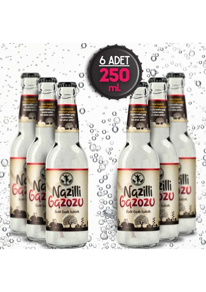 Nazilli Gazozu Yöresel Nazilli Gazozu 250 Ml. - Efsane Yerel Gazoz (6 Adet x 250 Ml.-Cam Şişe)