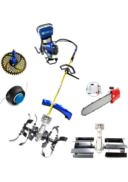 Turbo Motorlu Sırt Tırpan Bahçıvan Seti 6 Parça