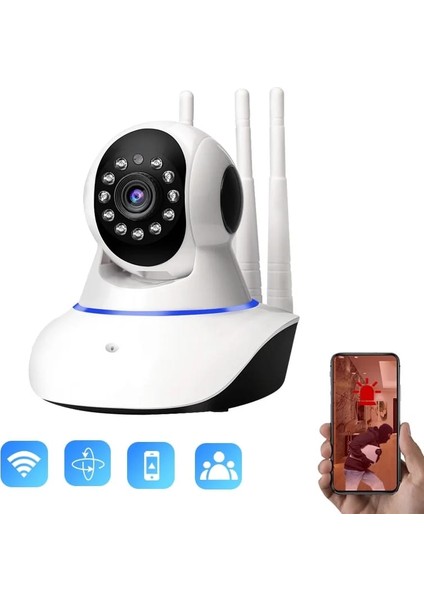 Kablosuz 3 Antenli Gece Görüşlü Güvenlik Ip Kamera Wifi Bebek Izleme Harekete Duyarlı fiyatları