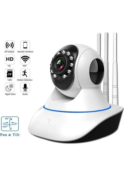 Kablosuz 3 Antenli Gece Görüşlü Güvenlik Ip Kamera Wifi Bebek Izleme Harekete Duyarlı fırsatları