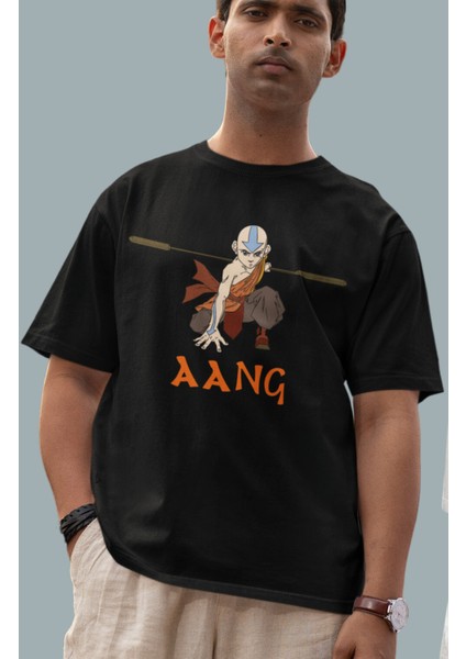 Avatar Sopalı Aang Baskılı T-Shirt Unisex Avatar The Last Airbender Baskılı T-Shirt