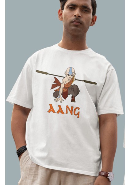Avatar Sopalı Aang Baskılı T-Shirt Unisex Avatar The Last Airbender Baskılı T-Shirt