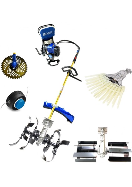 Turbo Motorlu Sırt Tırpan Çim Biçme Bahçıvan Seti 6 Parça