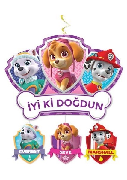 Doğum Günü Asmalı Tavan Sarkıt Süs 1li Paw Patrol  Sky