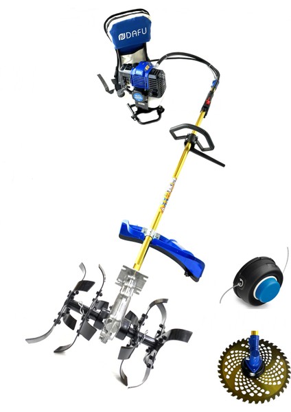 Turbo Motorlu Sırt Tırpan Çapalama Makinesi Seti Çim Ot Biçme