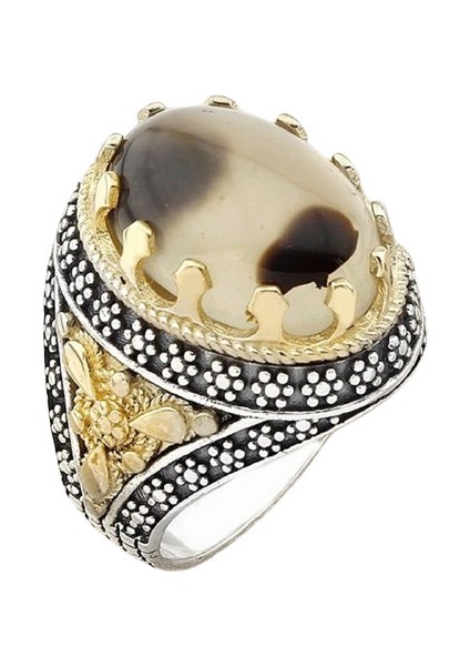 Erkek Yüzük Gümüş 925 Yemen Akik Taşlı