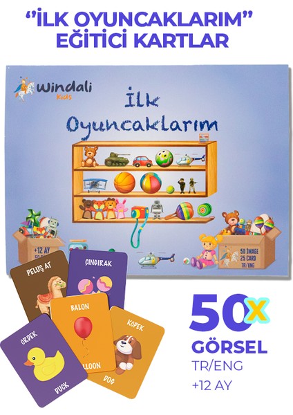 Ilk Oyuncaklarım Eğitici Kartlar Ilk 50 Oyuncak Kartları Zeka Hafıza Gelişim Kart Seti