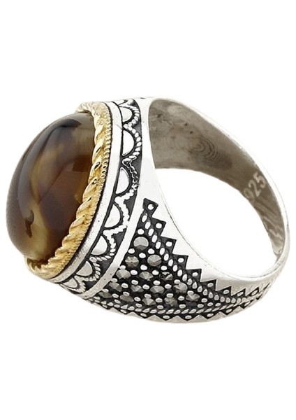 Erkek Yüzük Gümüş 925 Yemen Akik Taşlı modelleri