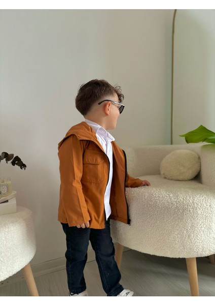 Trençkotlu Kapüşonlu 3'lü Erkek Çocuk Kotlu Takım - Tarçın modelleri