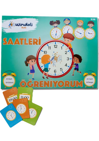 Saatleri Öğreniyorum Eğitici Kartları Zeka Kart Seti Saat Kartları