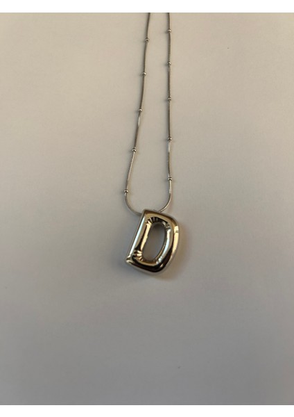 Kadın Çelik Balon D Harf Kolye