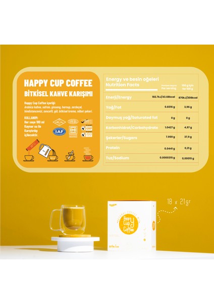 Dr. Kalan Bitkisel Kahve Karışımı Happy Cup Coffee 18 x 21 gr