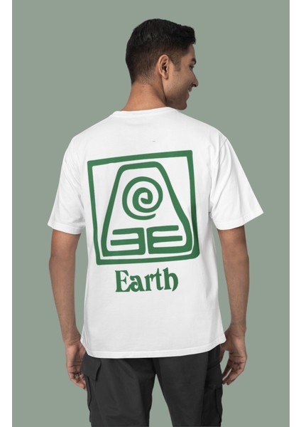 Fuddy Moda Avatar Toprak Krallığı Sırt Baskılı T-Shirt, Unisex The Last Airbender Baskılı Tişört