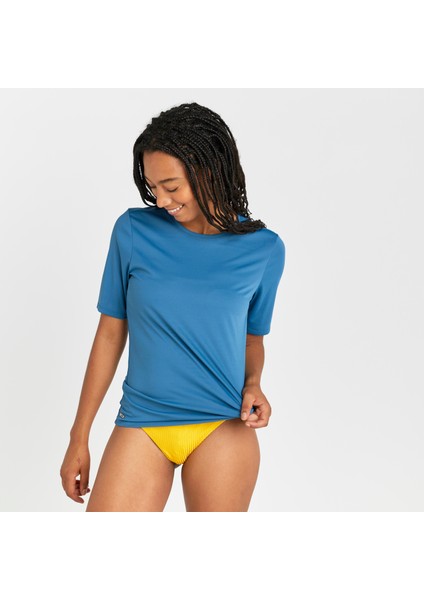 Olaian Kadın Standart Kalıp Kısa Kollu UV Korumalı Tişört - Mavi