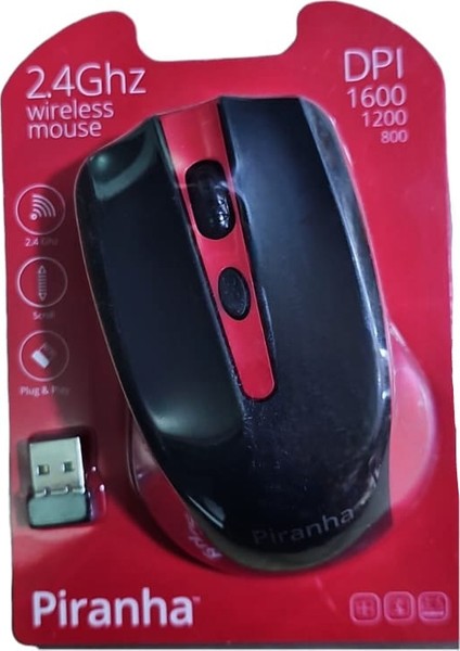 7603 Kırmızı Siyah Kablosuz Mouse 1600 Dpı