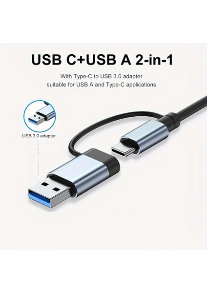 Kart Okuyucu ile 8 In 2 USB Hub, USB C Portu, USB 3.0 / 2.0, Sd/tf Kart Okuyucu, Yerleştirme Istasyonu ( Yurt Dışından )