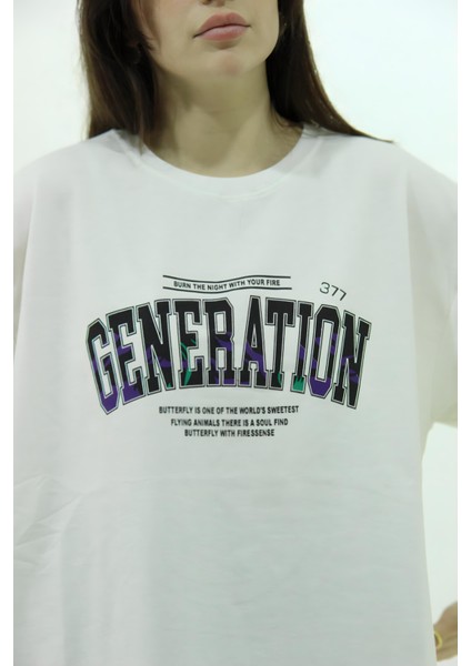 Oversize Ön Arka Baskılı Generation T-Shirt