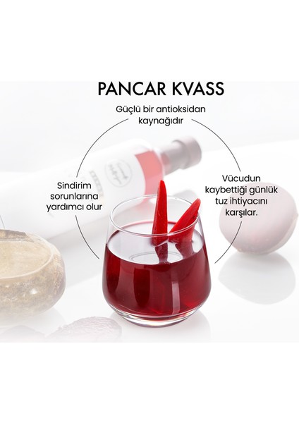 Pancar Kvass - Kırmızı Pancar + Şalgam + Mor Havuç Lakto Fermente İçecek 330 ml