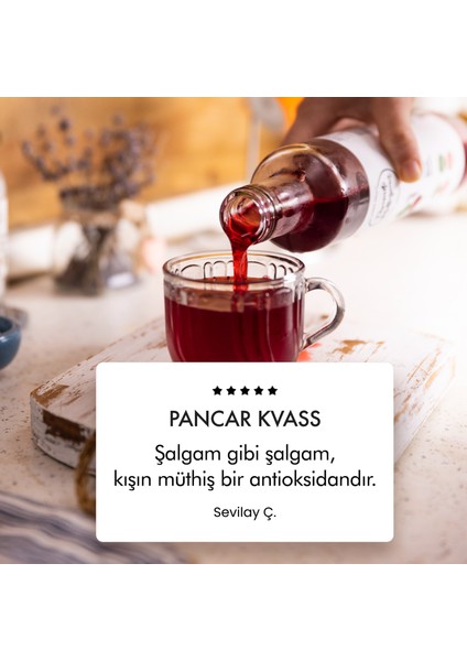 Pancar Kvass - Kırmızı Pancar + Şalgam + Mor Havuç Lakto Fermente İçecek 330 ml