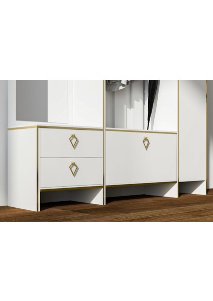 Last Aynalı Portmanto Beyaz-Gold fiyatları