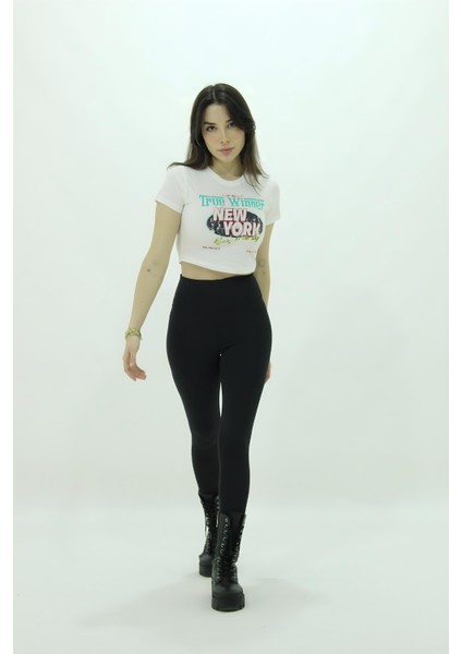 90's Eskitme Baskılı Crop T-Shirt