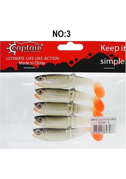 3569 Style Soft 8cm 5.5gr Silikon Yem 5'li Paket fiyatları